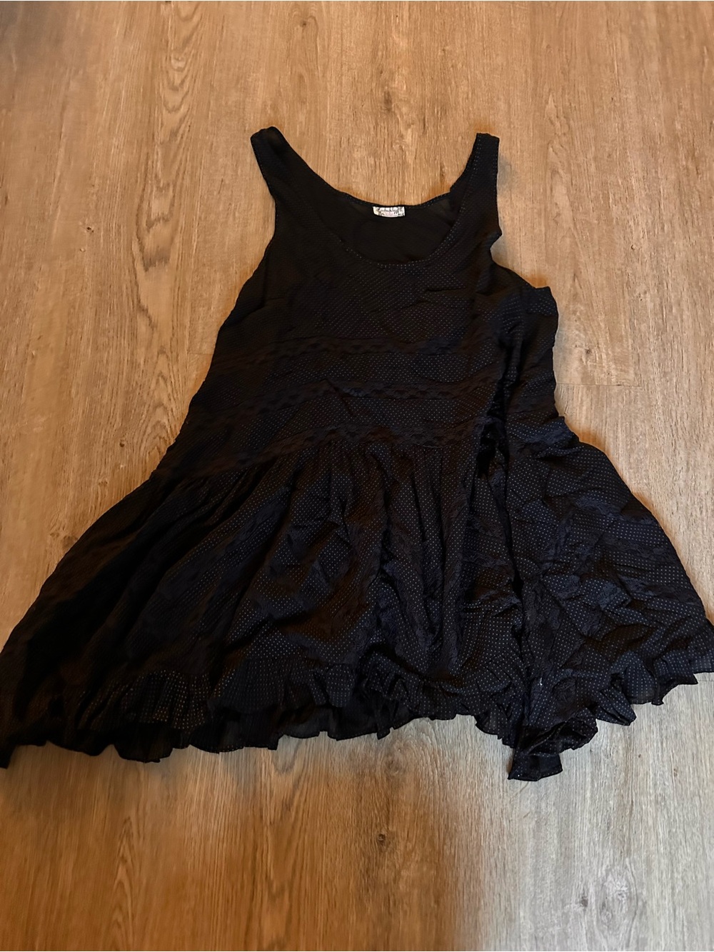 Free People Black Sleeveless Ruffle-Hem Mini Dress